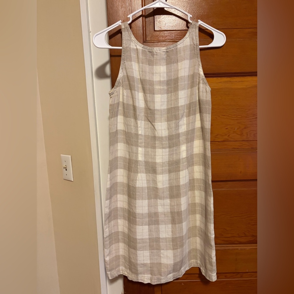 Karen Kane 100% Linen Plaid Mini Dress Size 4 Y2K